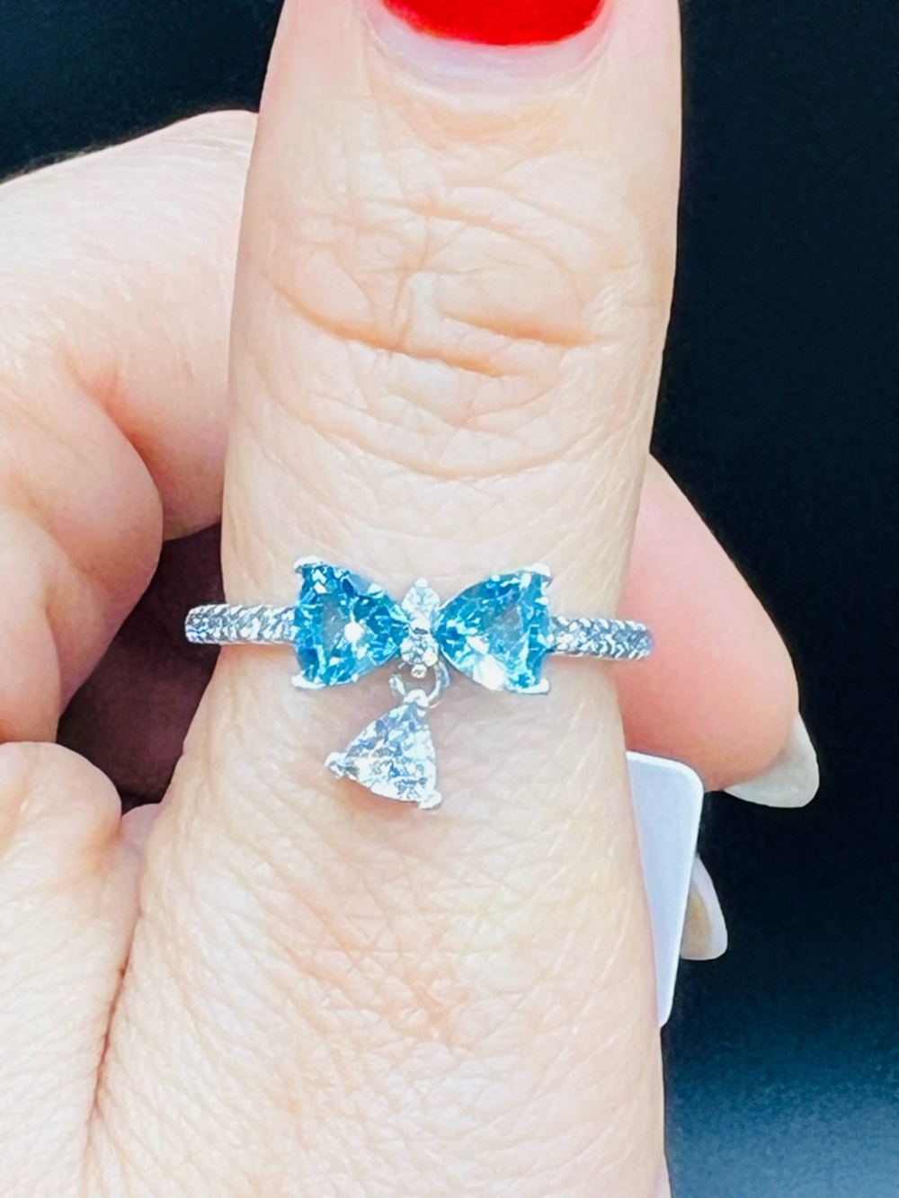 Bridgerton Blue Bow Ring, Sterling Silver 925, Size: 56/ 7.5
